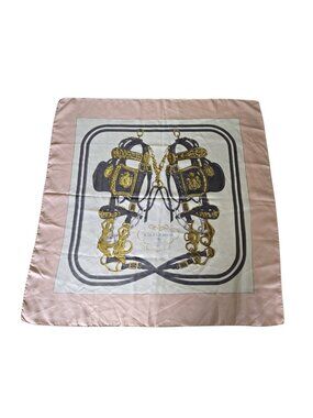 Hermes Silk Scarf Brides de Gala Horse Bridles Equestrian Vintage Pink Square